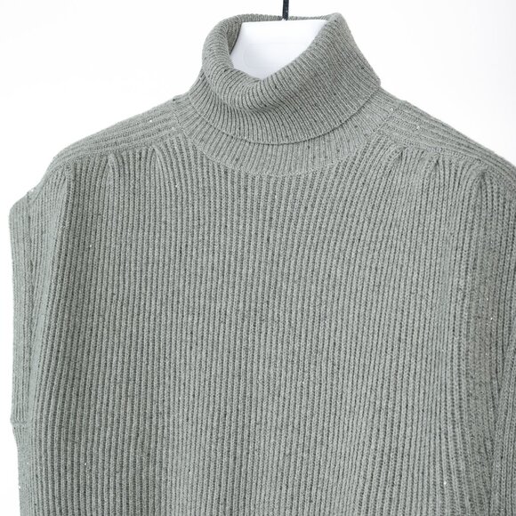 Brunello Cucinelli Grey Cashmere-Blend Sequin Turtleneck Sweater - Picture 4 of 12
